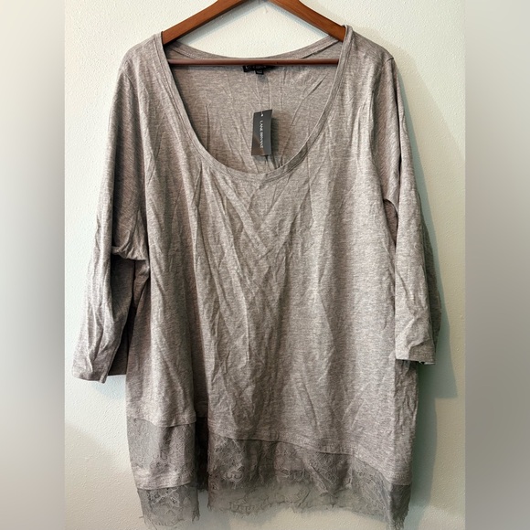 Lane Bryant Tops - 🆕 LANE BRYANT 22/24 ✨ plus size Gray top with Lace Detail cotton modal NWT